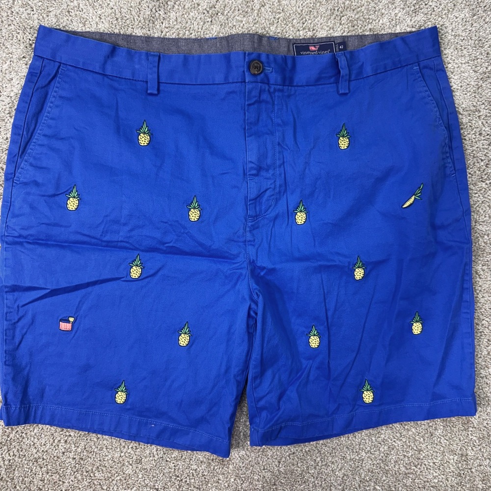Vineyard Vines Shorts Mens 42 Breaker Short Blue Pineapple Embroidered EUC